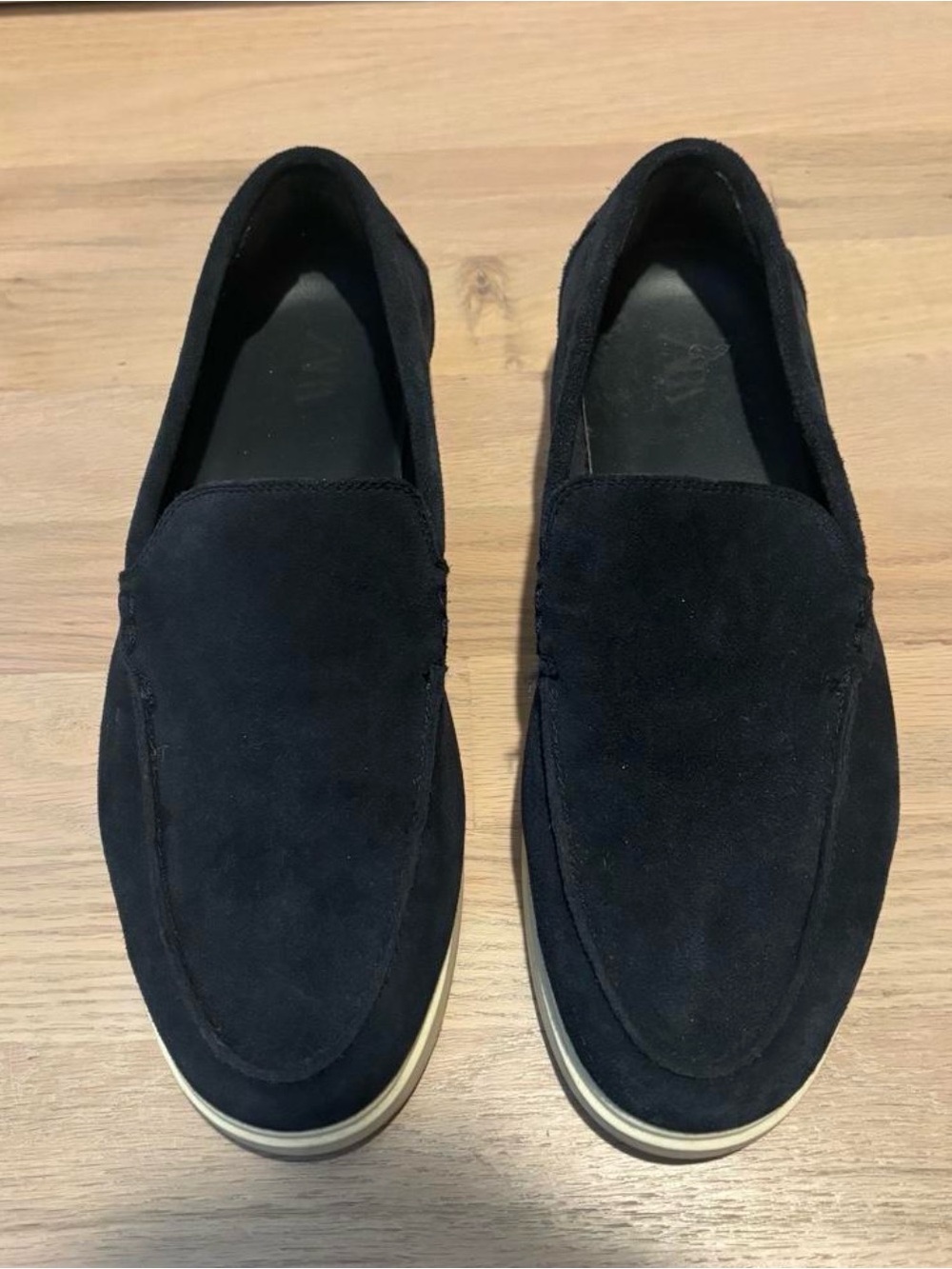 Zara Men's Dark Navy Suede Slip-On Loafers